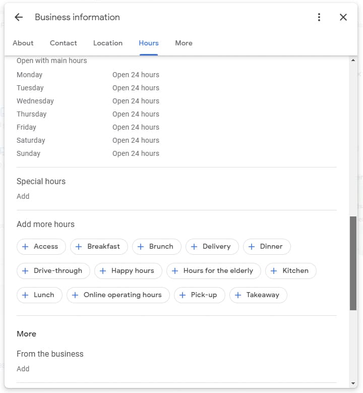 fill in all details of google business profile