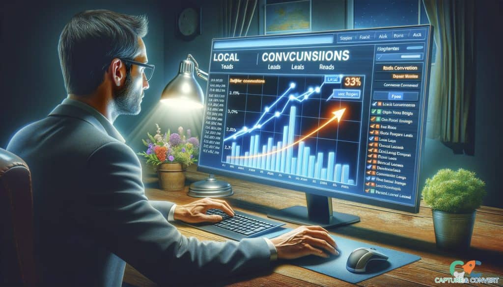 local business owner analyzing conversion metrics