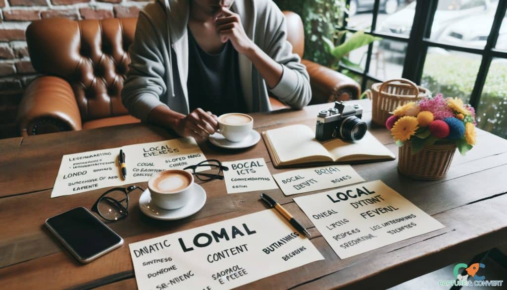 local business owner brainstorming at coffee shop