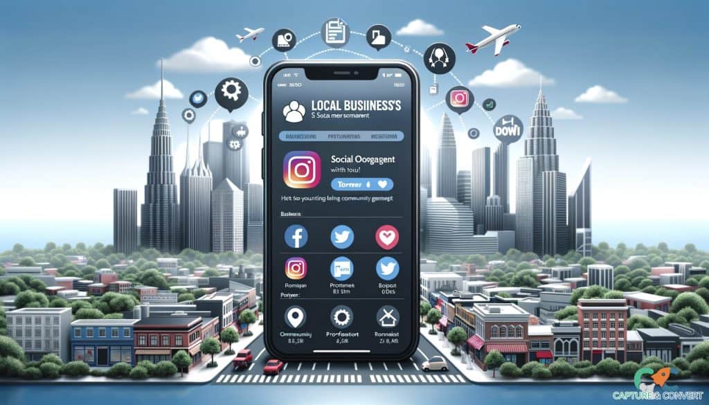 local business social media profile with city skyline