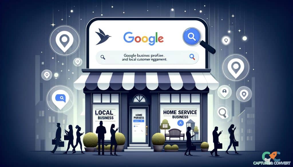 local business storefront with google business profile overlay