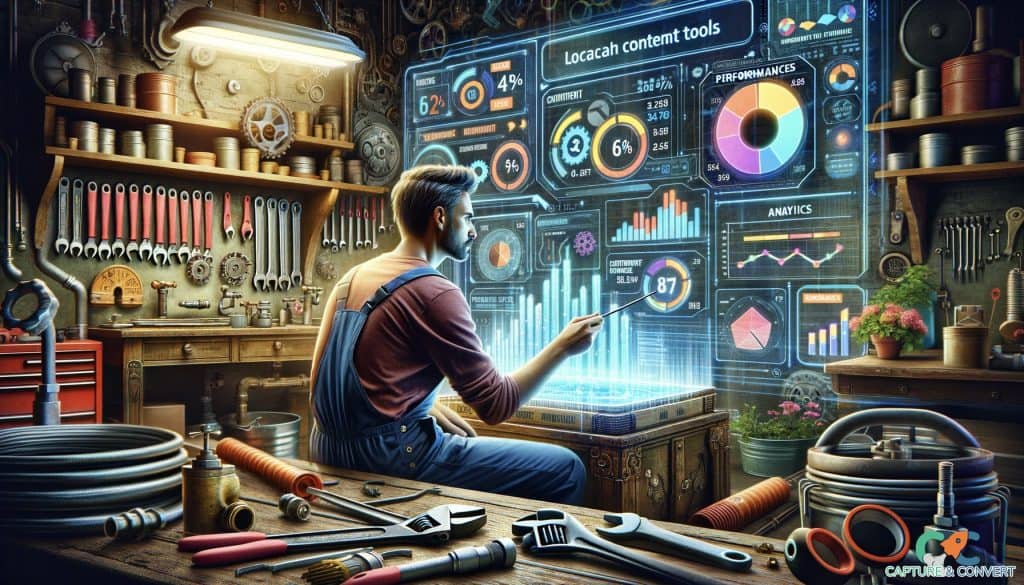 local plumber analyzing holographic content analytics in workshop