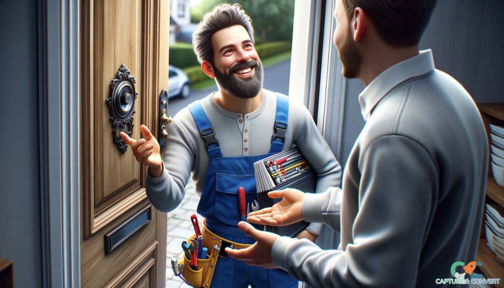 local service worker interacting with homeowner