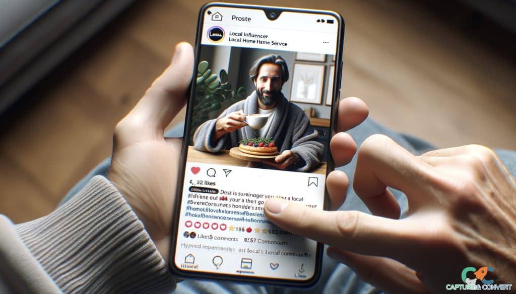 smartphone screen displaying influencer post